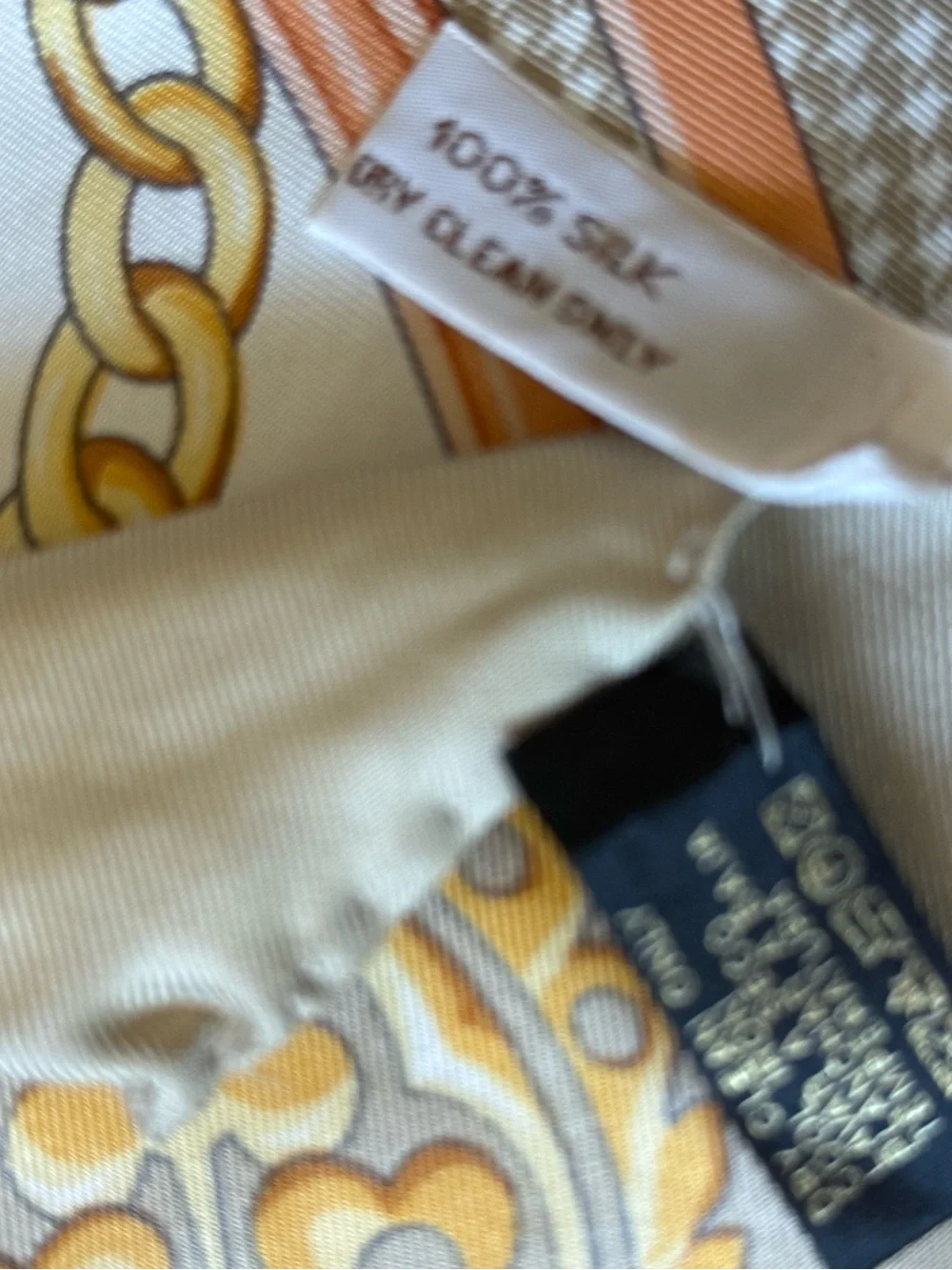Nordstrom’s made in Italy, silk scarf horse bit chain